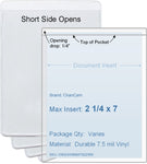 ChanCam vinyl sleeve, open short side, insert size: 2 1/4 x 7, product size: 2 1/2 x 7 1/4, package quantity 100, 7.5 mil clear vinyl