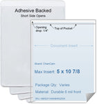 ChanCam vinyl sleeve, open short side, adhesive back, insert size: 5 x 10 7/8, product size: 5 1/4 x 11 1/8, package quantity 100, 4 mil adhesive back / 6 mil clear vinyl front