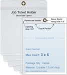 ChanCam vinyl sleeve, open short side, hanging document holder with brass eyelet, insert size: 3 x 5, product size: 3 1/4 x 5 3/4, package quantity 100, 7.5 mil clear vinyl