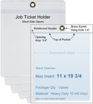 ChanCam vinyl sleeve, open short side, hanging document holder with brass eyelet, insert size: 11 x 19 3/4, product size: 11 1/4 x 20 1/2, package quantity 100, heavy duty 10 mil clear vinyl