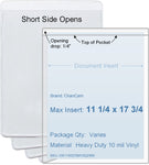 ChanCam vinyl sleeve, open short side, insert size: 11 1/4 x 17 3/4, product size: 11 1/2 x 18, heavy duty 10 mil clear vinyl
