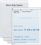 ChanCam vinyl sleeve, open short side, insert size: 11 3/8 x 20 1/8, product size: 11 5/8 x 20 3/8, package quantity 100, 7.5 mil clear vinyl