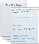 ChanCam vinyl sleeve, open short side, insert size: 13 x 16 1/2, product size: 13 1/4 x 16 3/4, package quantity 100, 7.5 mil clear vinyl
