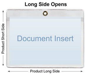 ChanCam vinyl sleeve, open long side, hanging document holder with brass eyelet, insert size: 10 1/4 x 4, product size: 10 1/2 x 4 3/4, package quantity 250, 7.5 mil clear vinyl