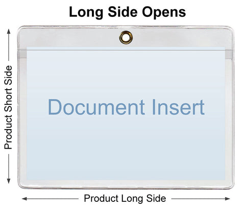ChanCam vinyl sleeve, open long side, hanging document holder with brass eyelet, insert size: 10 1/4 x 4, product size: 10 1/2 x 4 3/4, package quantity 250, 7.5 mil clear vinyl
