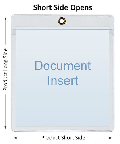 Job Ticket Holder Vinyl Sleeve with Brass Eyelet, Insert size: 10 x 14 7/8,  Extra Heavy Duty, Short side opens, Sets of 100 to 5000